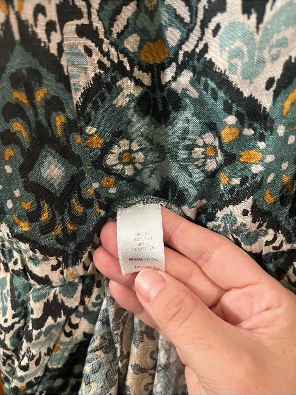 Garnet Hill Linen Maxi Dress 8 Green Side Slits Pockets Lagenlook Granola - Picture 7 of 11
